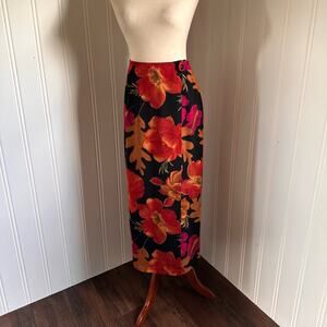 Vintage 90s Boho Black Floral Maxi Skirt 4